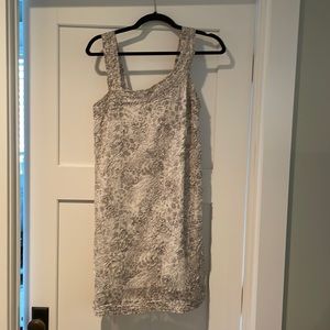 White and Gray Asymmetrical Shift Dress